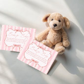 Pink stripes retro bow baby shower book request informatiekaartje