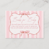 Pink stripes retro bow baby shower book request informatiekaartje (Voorkant)