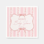 Pink stripes retro bow border elegant baby shower servet (Voorkant)