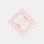 Pink stripes retro bow border elegant baby shower servet (Hoek)