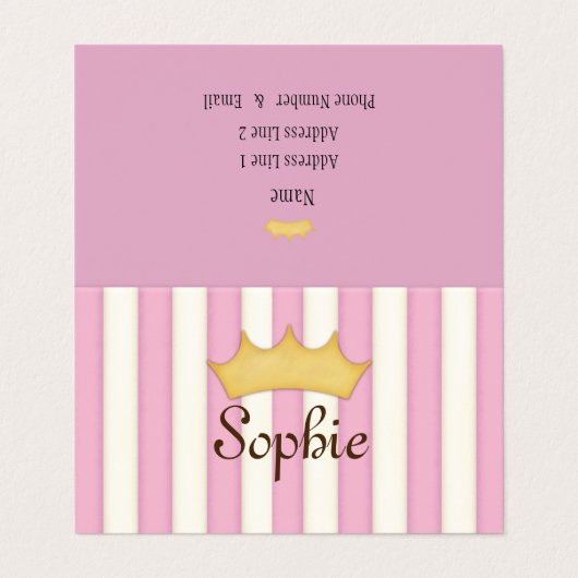 Pink Stripes Specialized Princess Play Date Visitekaartje (Buitenkant ongevouwen)