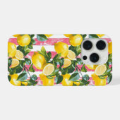 Pink Stripes Summer Lemon Pattern iPhone Case Hoesje (Achterkant horizontaal)