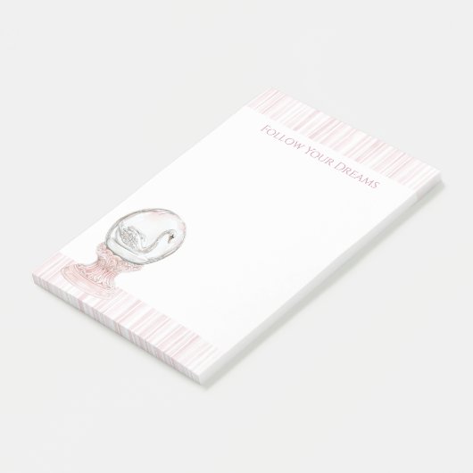 Pink Stripes Swan   Post-it® Notes (Schuin)