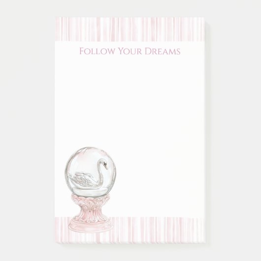 Pink Stripes Swan   Post-it® Notes (Voorkant)