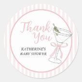 Pink Stripes Tini One is onderweg Ronde Sticker (Voorkant)