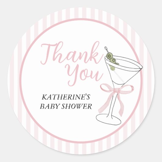 Pink Stripes Tini One is onderweg Ronde Sticker (Voorkant)