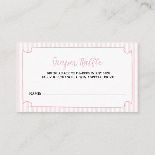 Pink Stripes Tini One is op de weg Luier Raffle Informatiekaartje (Voorkant)