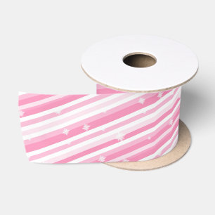 Pink Stripes Vintage Kerstmis Satijnen Lint