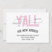 Pink Stripes We Moved Y'all Moving Announcement Kaart (Voorkant)