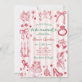 Pink Stripes Whimsical Hand-Drawn Bridal Shower Kaart (Voorkant)