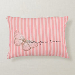 Pink Stripes with Butterfly Accent Kussen