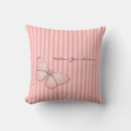 Pink Stripes with Butterfly Kussen