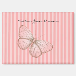 Pink Stripes with Butterfly Magneet