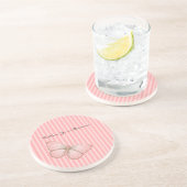 Pink Stripes with Butterfly Zandsteen Onderzetter (Zijkant)