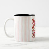 Pink Stripes XOXO hearts Tweekleurige Koffiemok (Links)
