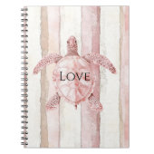 Pink Stripes Zee Schildpad Notitieboek (Voorkant)