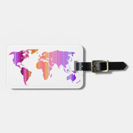 Pink Stripey World Bagagelabel (Voorkant horizontaal)