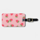 PINK STRIPY STRAWBERRIES BAGAGELABEL (Voorkant horizontaal)