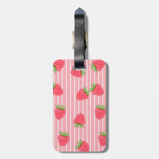 PINK STRIPY STRAWBERRIES BAGAGELABEL (Achterkant verticaal)