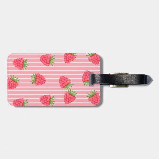 PINK STRIPY STRAWBERRIES BAGAGELABEL (Achterkant horizontaal)