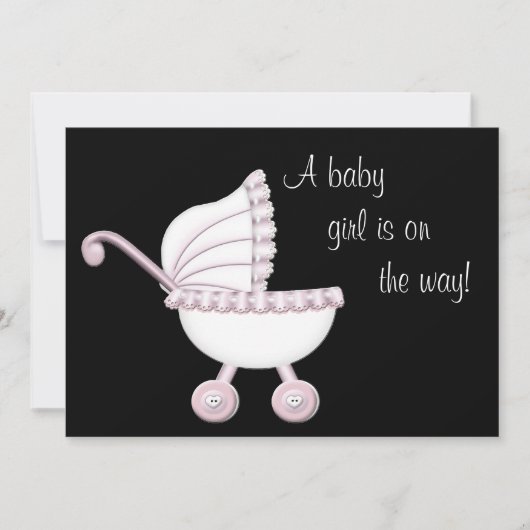 Pink Stroller Girl Baby shower Kaart (Voorkant)