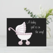 Pink Stroller Girl Baby shower Kaart (Staand voorkant)