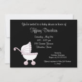 Pink Stroller Girl Baby shower Kaart (Achterkant)