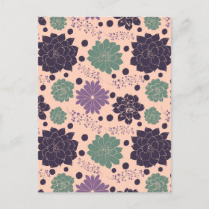 Pink Succulents Floral Pattern Briefkaart