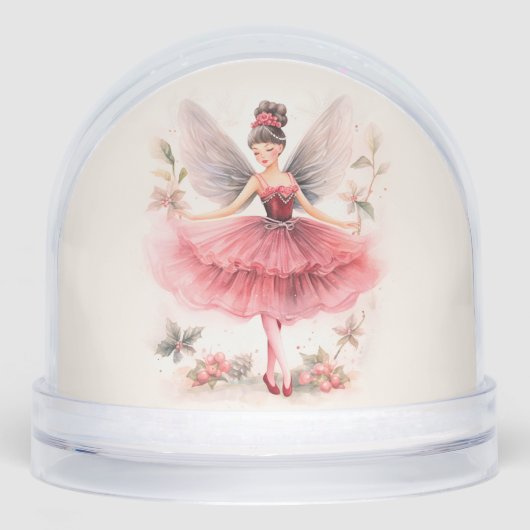 Pink Sugar Plum Fairy Christmas Sneeuwbol (Voorkant)