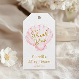 Pink Summer Beach Baby shower Bedankt Cadeaulabel