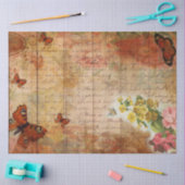 Pink Summer Butterfly met Flowers Ephemera Tissuepapier (Craft)