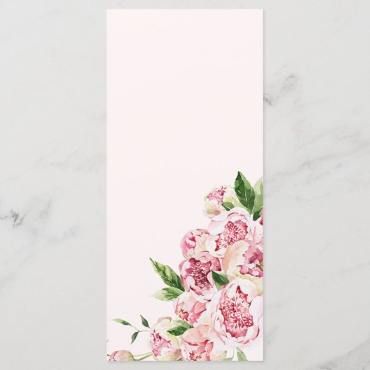 Pink Summer Floral Romantic Vrijgezellenfeest Menu (Achterkant)