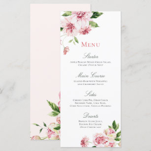 Pink Summer Floral Romantic Vrijgezellenfeest  Menu