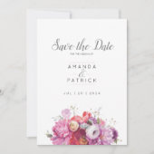 Pink Summer Floral Waterverf Wedding Save The Date (Voorkant)