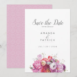 Pink Summer Floral Waterverf Wedding Save The Date