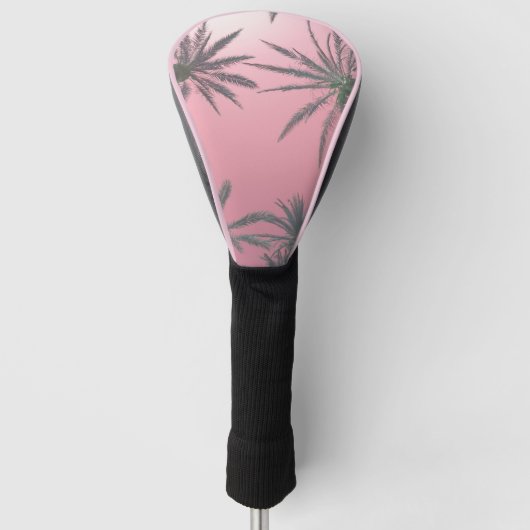 Pink Summer Sky en Palm Trees Golfheadcover (Voorkant)
