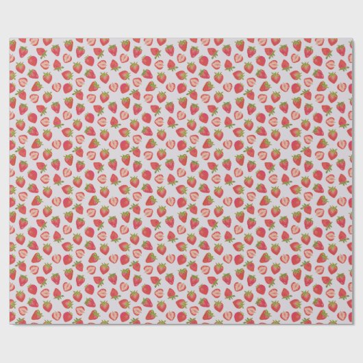 Pink Summer Strawberry Pattern Cadeaupapier (Vlak)