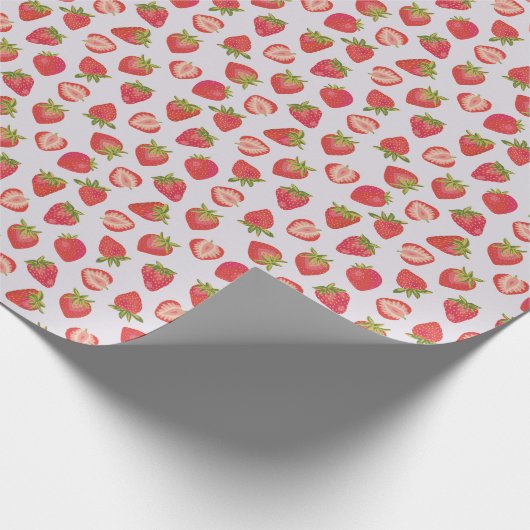 Pink Summer Strawberry Pattern Cadeaupapier (Hoek)