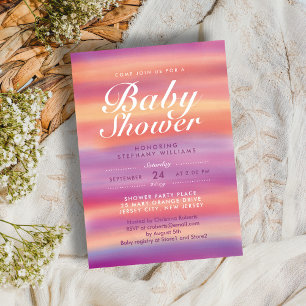Pink Summer Sunset Neutraal Baby shower Invite Kaart