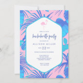 Pink Summer Tropical Flamingo Bachelorette Party Kaart (Voorkant)