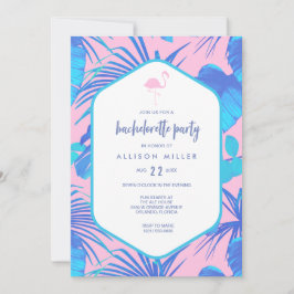 Pink Summer Tropical Flamingo Bachelorette Party Kaart