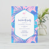 Pink Summer Tropical Flamingo Bachelorette Party Kaart (Staand voorkant)