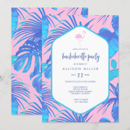 Pink Summer Tropical Flamingo Bachelorette Party Kaart