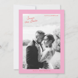 Pink Summer Wedding Save the Date Kaart