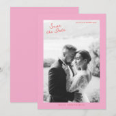 Pink Summer Wedding Save the Date Kaart (Voorkant / Achterkant)
