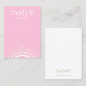 Pink Sunburst Earring Jewelry Display Holder Roze Visitekaartje (Voorkant / Achterkant)