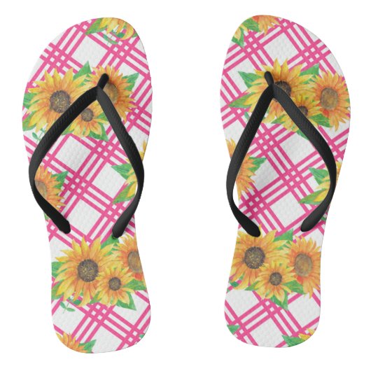 Pink Sunflower Teenslippers (Voetbed)