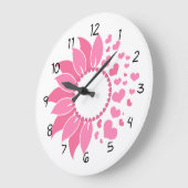 pink sunflower wall clock / decorative clock grote klok (Hoek)