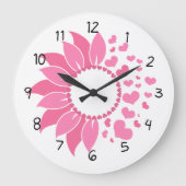 pink sunflower wall clock / decorative clock grote klok (Voorkant)