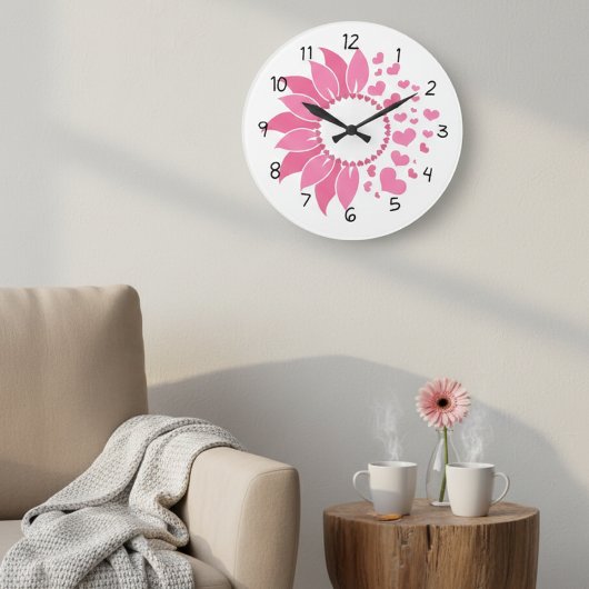 pink sunflower wall clock / decorative clock grote klok